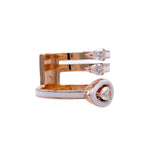 JAY FEDER 18K ROSE GOLD DIAMOND WHITE ENAMEL 3 ROW RING