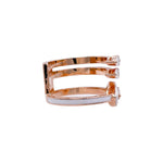 JAY FEDER 18K ROSE GOLD DIAMOND WHITE ENAMEL 3 ROW RING