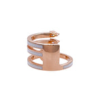 JAY FEDER 18K ROSE GOLD DIAMOND WHITE ENAMEL 3 ROW RING
