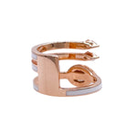 JAY FEDER 18K ROSE GOLD DIAMOND WHITE ENAMEL 3 ROW RING
