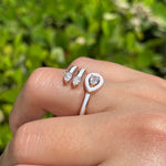 JAY FEDER 18K ROSE GOLD DIAMOND WHITE ENAMEL 3 ROW RING