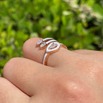 JAY FEDER 18K ROSE GOLD DIAMOND WHITE ENAMEL 3 ROW RING
