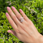 JAY FEDER 18K ROSE GOLD DIAMOND WHITE ENAMEL 3 ROW RING