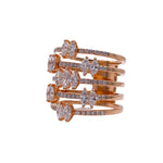 JAY FEDER 18K ROSE GOLD DIAMOND 5 ROW WIDE BAND RING