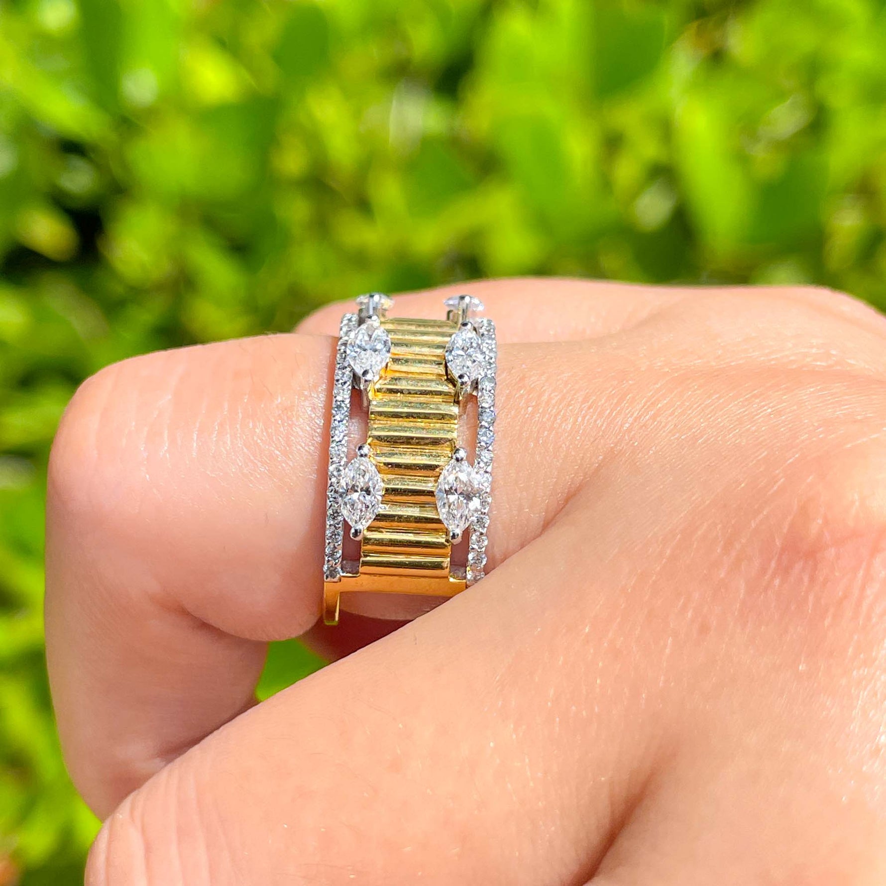 Jay Feder 18k Two Tone Gold Diamond Band Ring