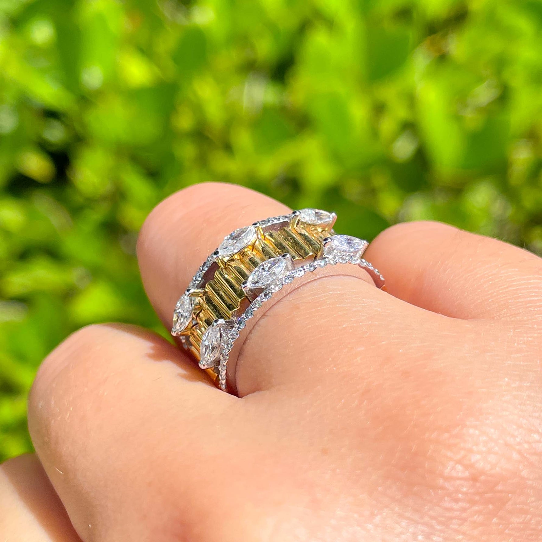 Jay Feder 18k Two Tone Gold Diamond Band Ring