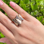 Jay Feder 18k Rose Gold Diamond Wide Cocktail Ring