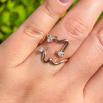 Jay Feder 18k Rose Gold Diamond Freeform Cocktail Ring
