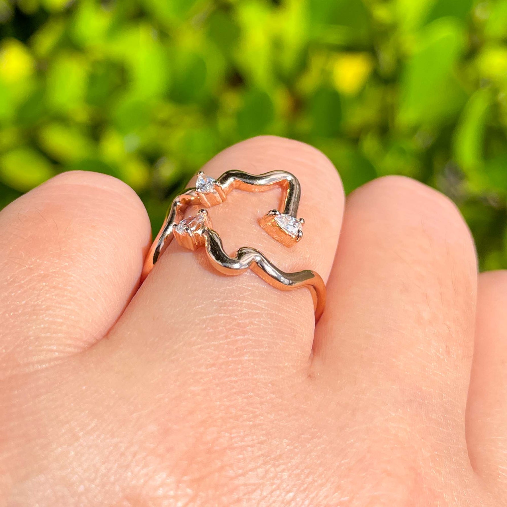 Jay Feder 18k Rose Gold Diamond Freeform Cocktail Ring