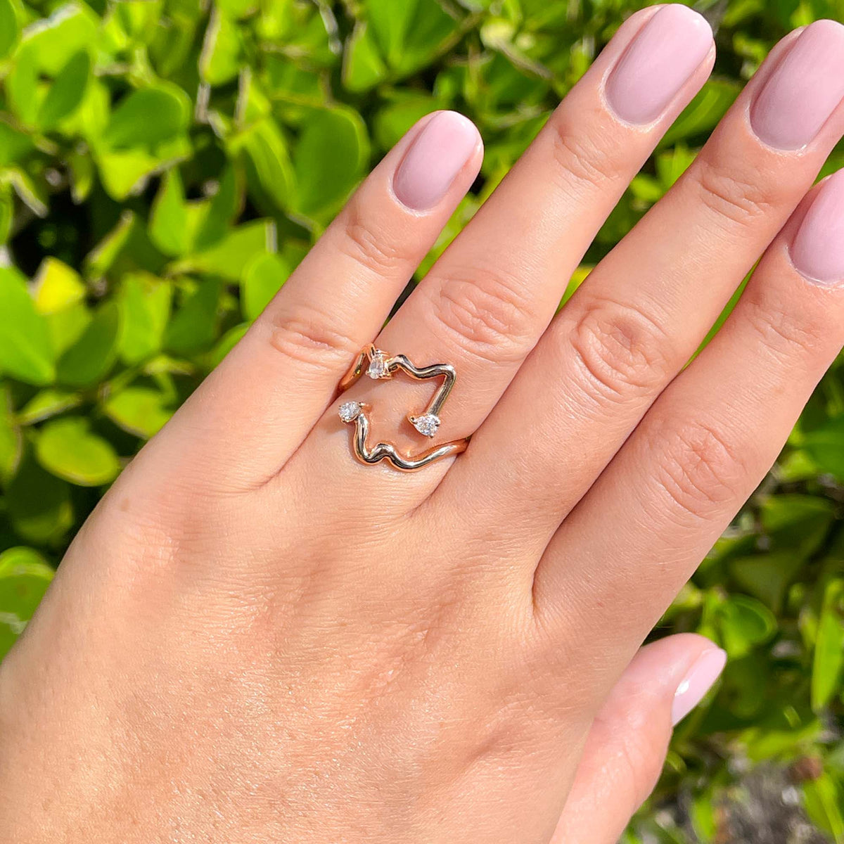Jay Feder 18k Rose Gold Diamond Freeform Cocktail Ring