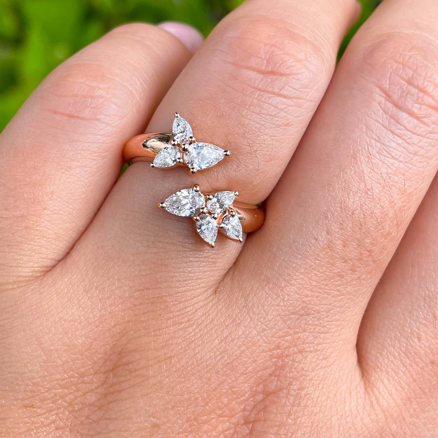 Jay Feder 18k Rose Gold Diamond Crossover Wrap Ring