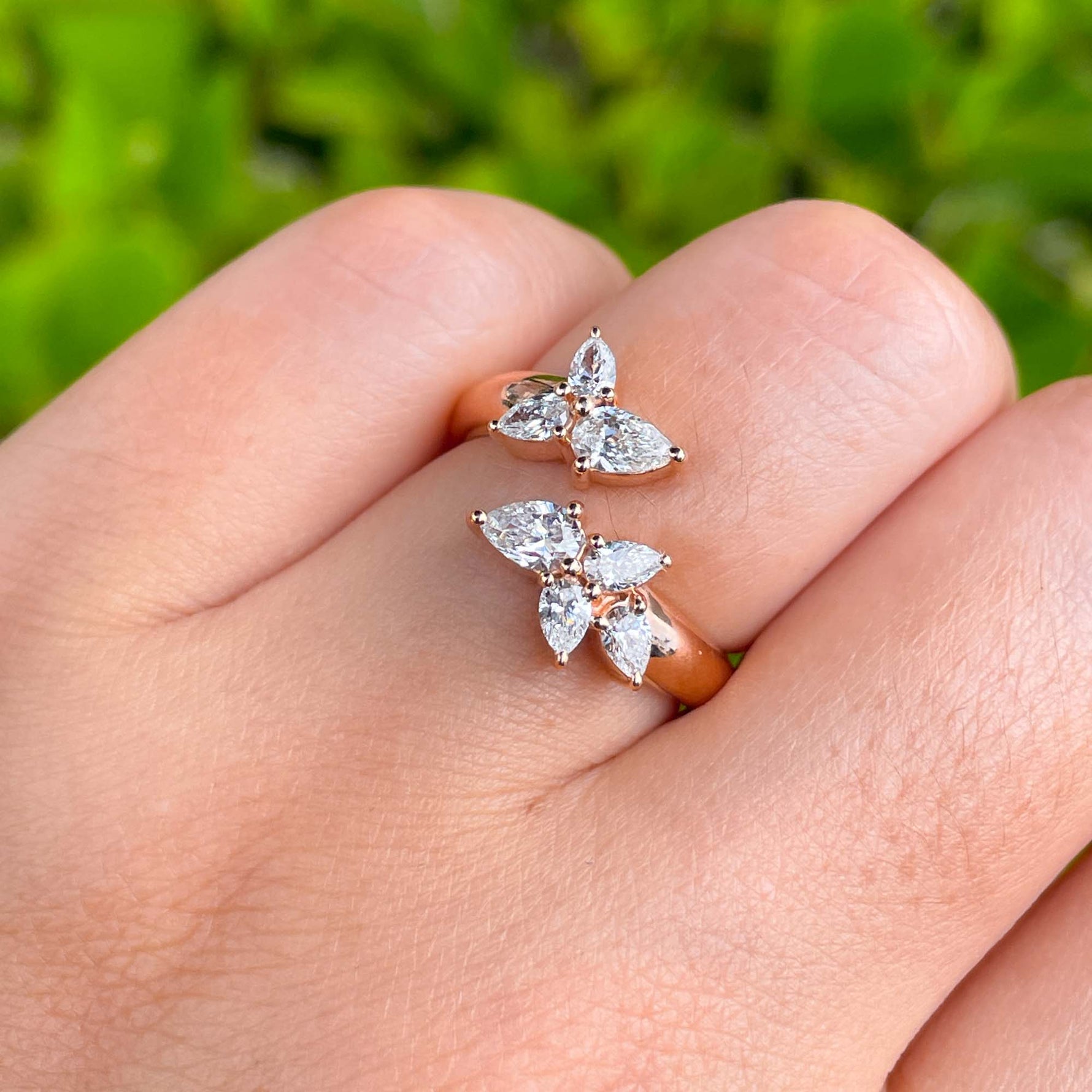 Jay Feder 18k Rose Gold Diamond Crossover Wrap Ring