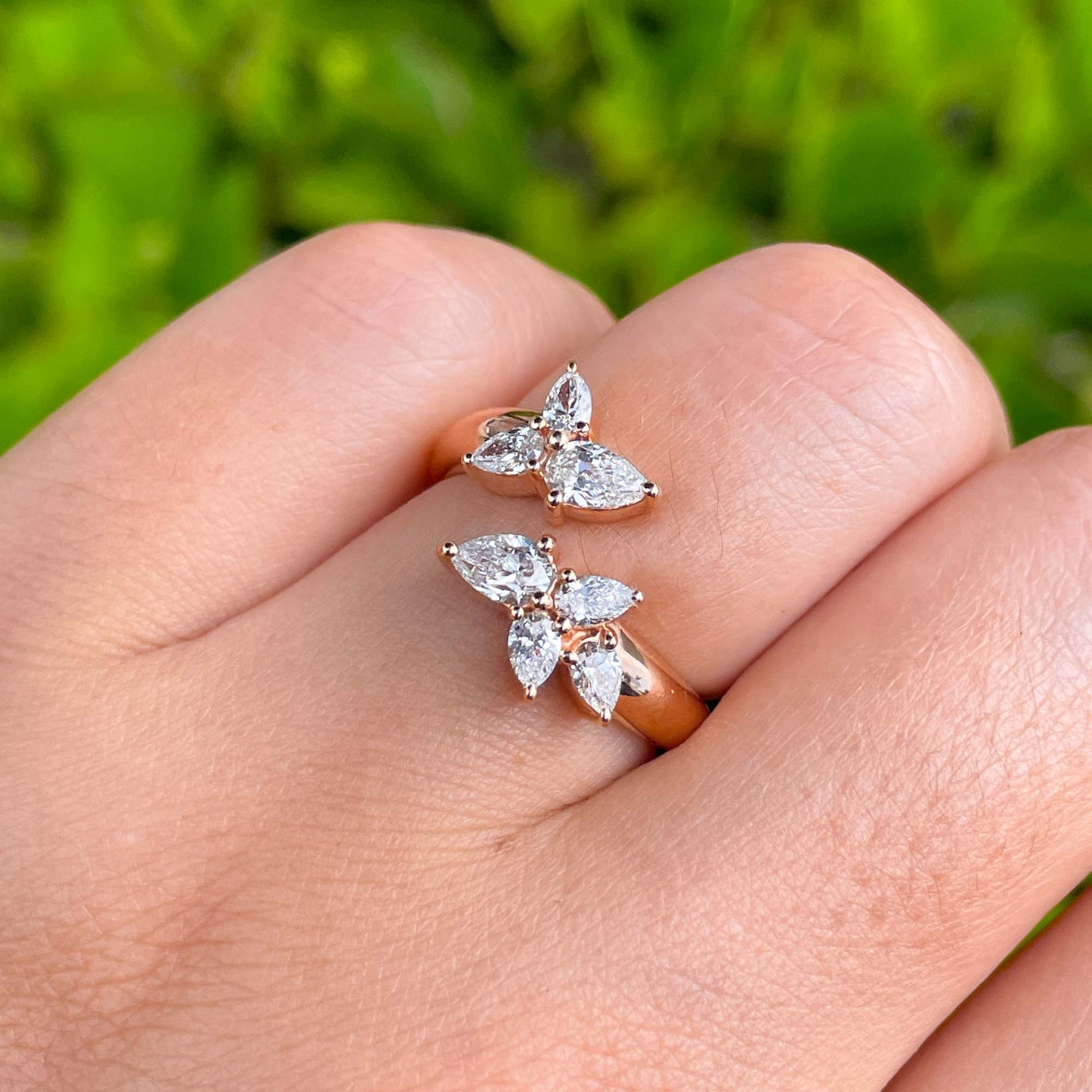 Jay Feder 18k Rose Gold Diamond Crossover Wrap Ring