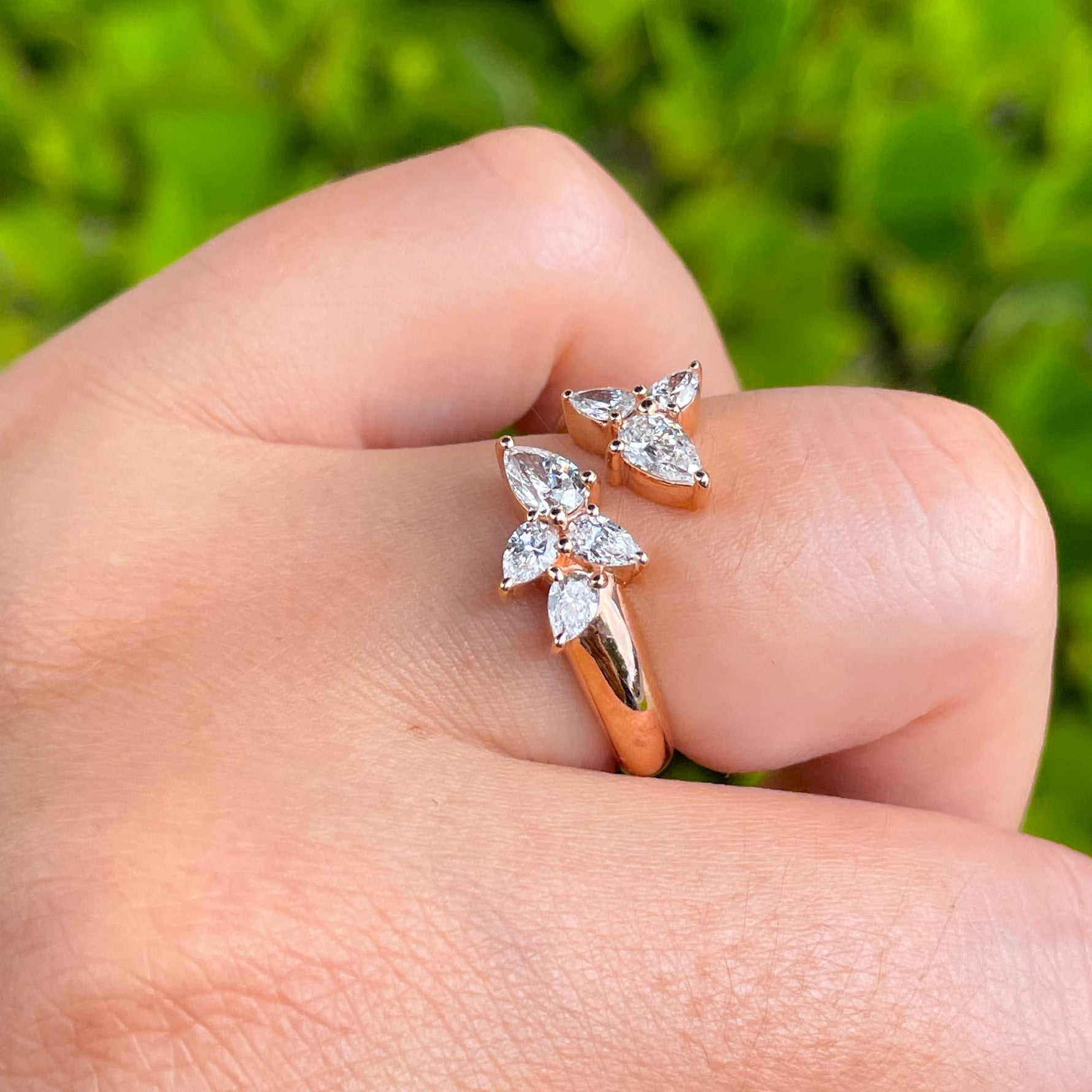 Jay Feder 18k Rose Gold Diamond Crossover Wrap Ring