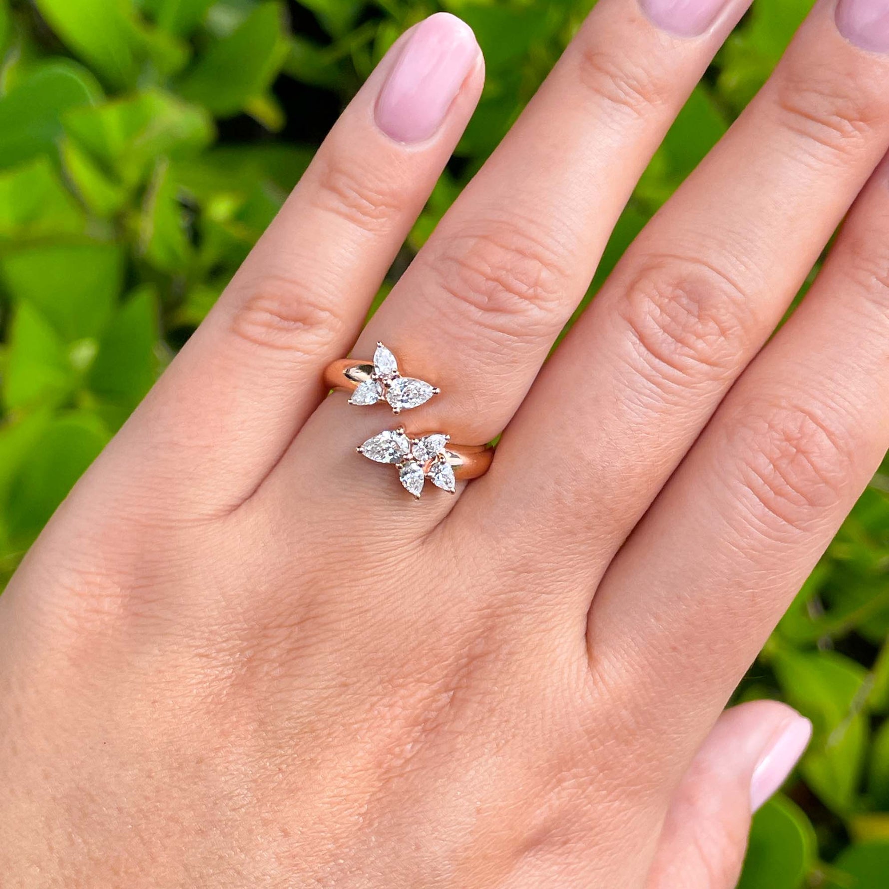 Jay Feder 18k Rose Gold Diamond Crossover Wrap Ring