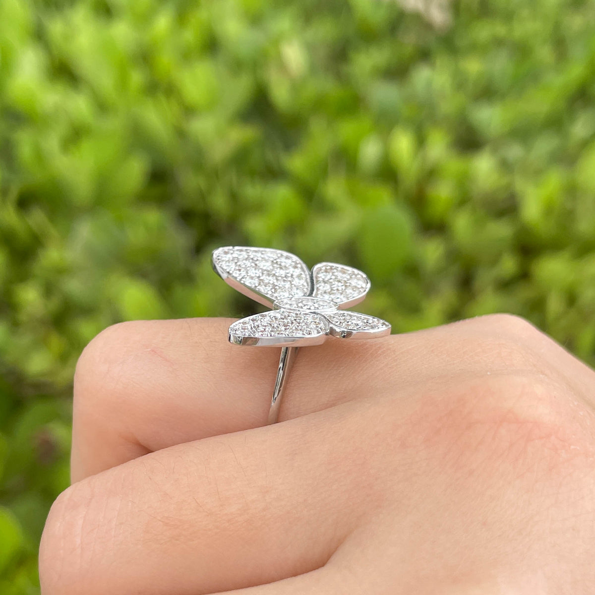 Jay Feder 14k White Gold Diamond Butterfly Ring