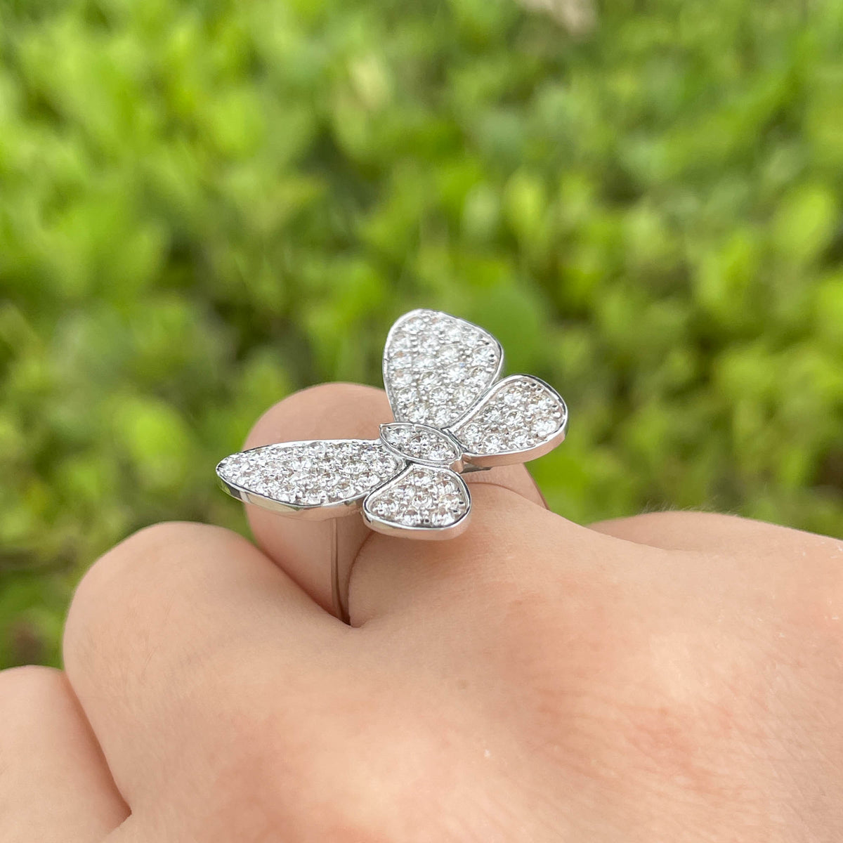 Jay Feder 14k White Gold Diamond Butterfly Ring