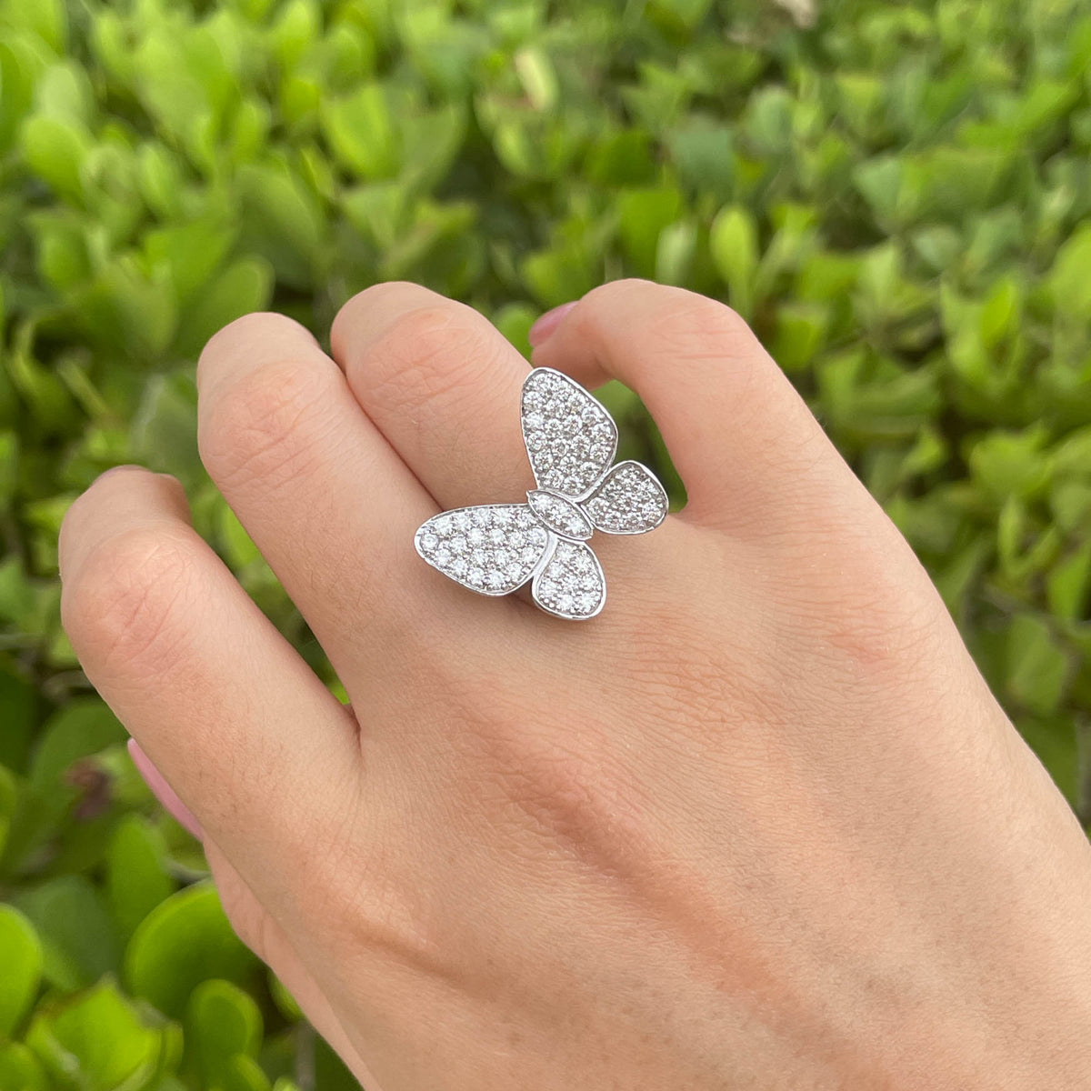 Jay Feder 14k White Gold Diamond Butterfly Ring