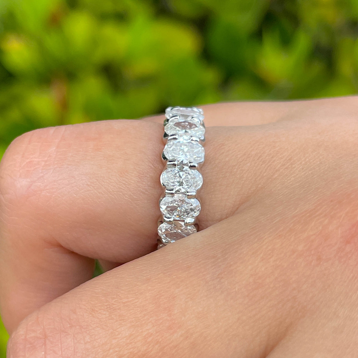 Jay Feder Platinum Oval Diamond Eternity Band Ring