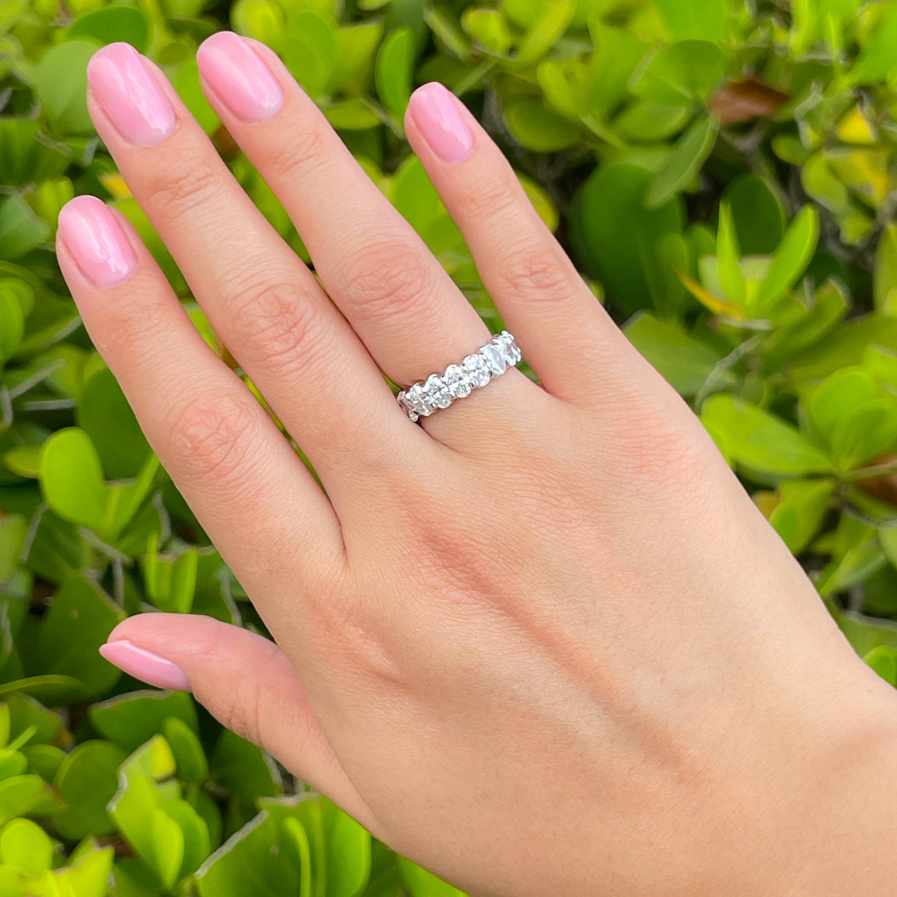 Jay Feder Platinum Oval Diamond Eternity Band Ring