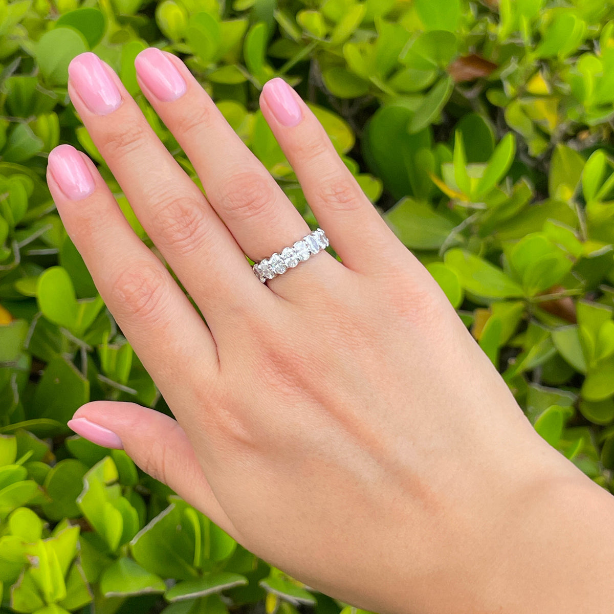 Jay Feder Platinum Oval Diamond Eternity Band Ring