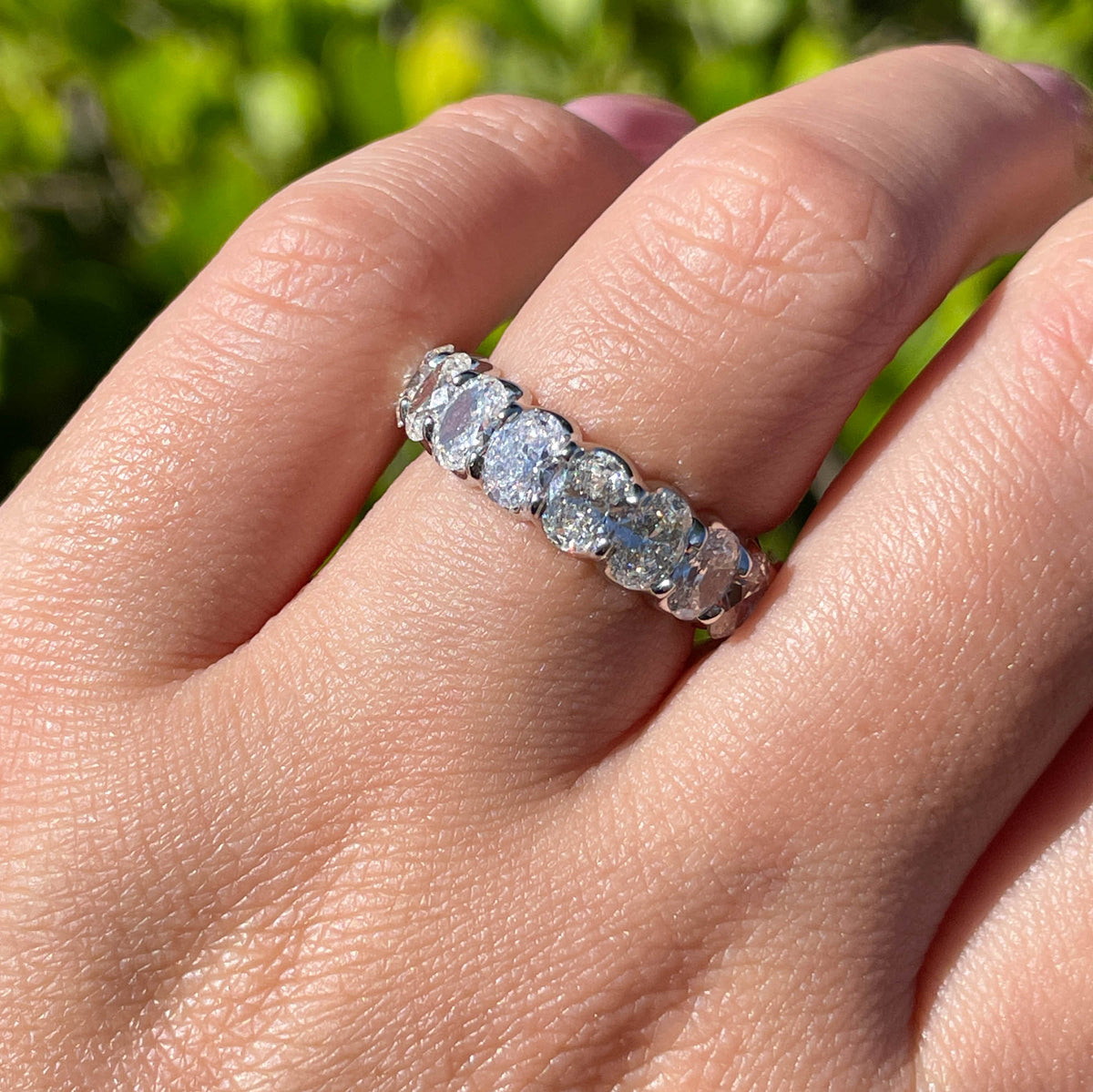 JAY FEDER PLATINUM OVAL DIAMOND ETERNITY BAND RING