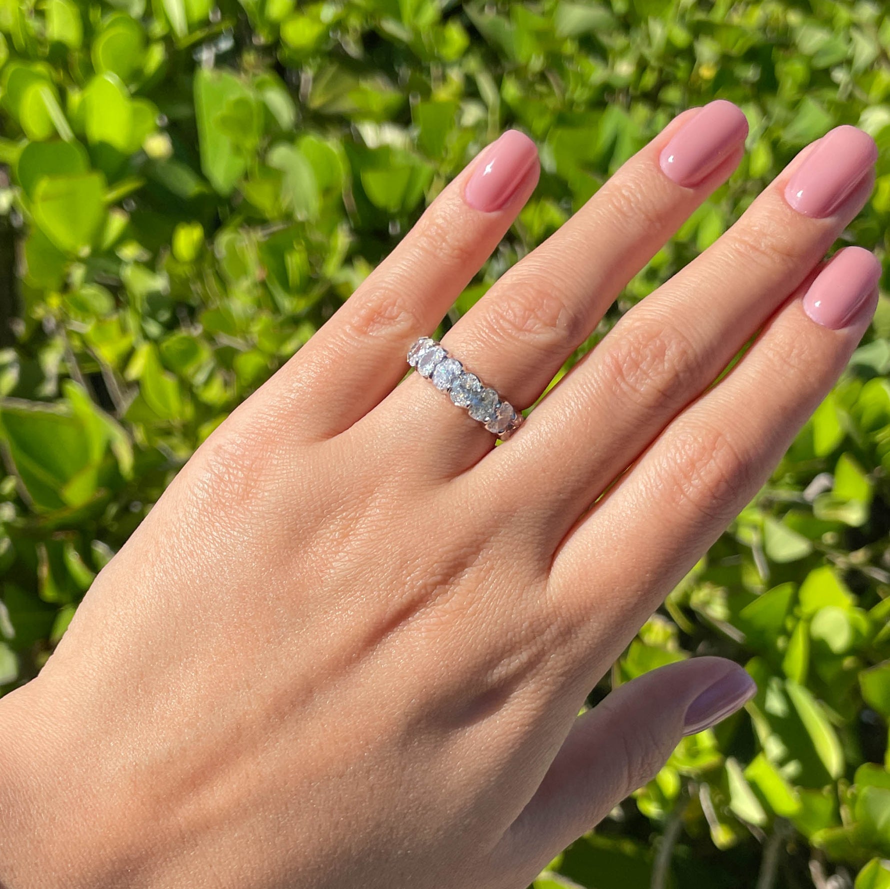 JAY FEDER PLATINUM OVAL DIAMOND ETERNITY BAND RING