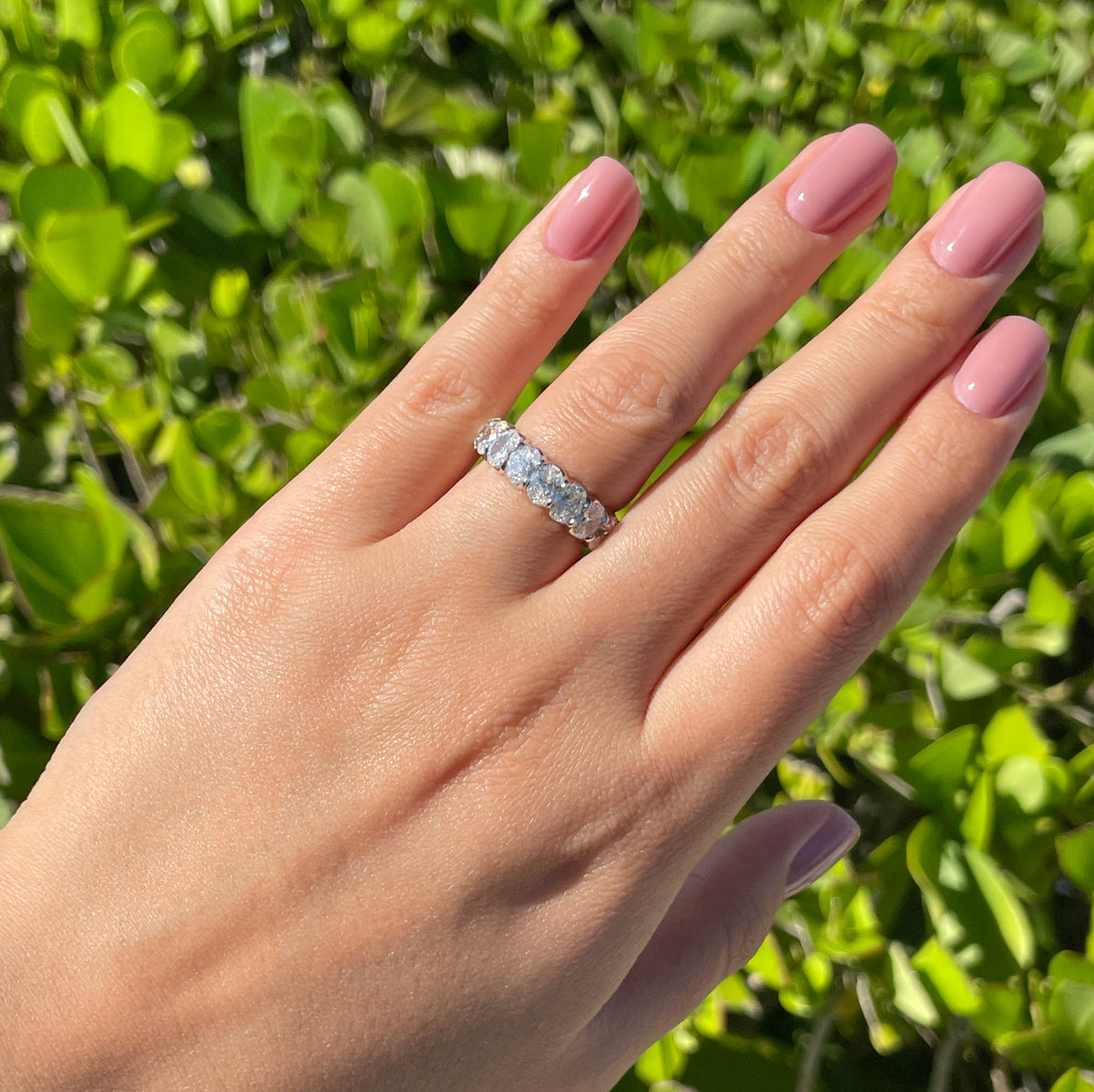 JAY FEDER PLATINUM OVAL DIAMOND ETERNITY BAND RING