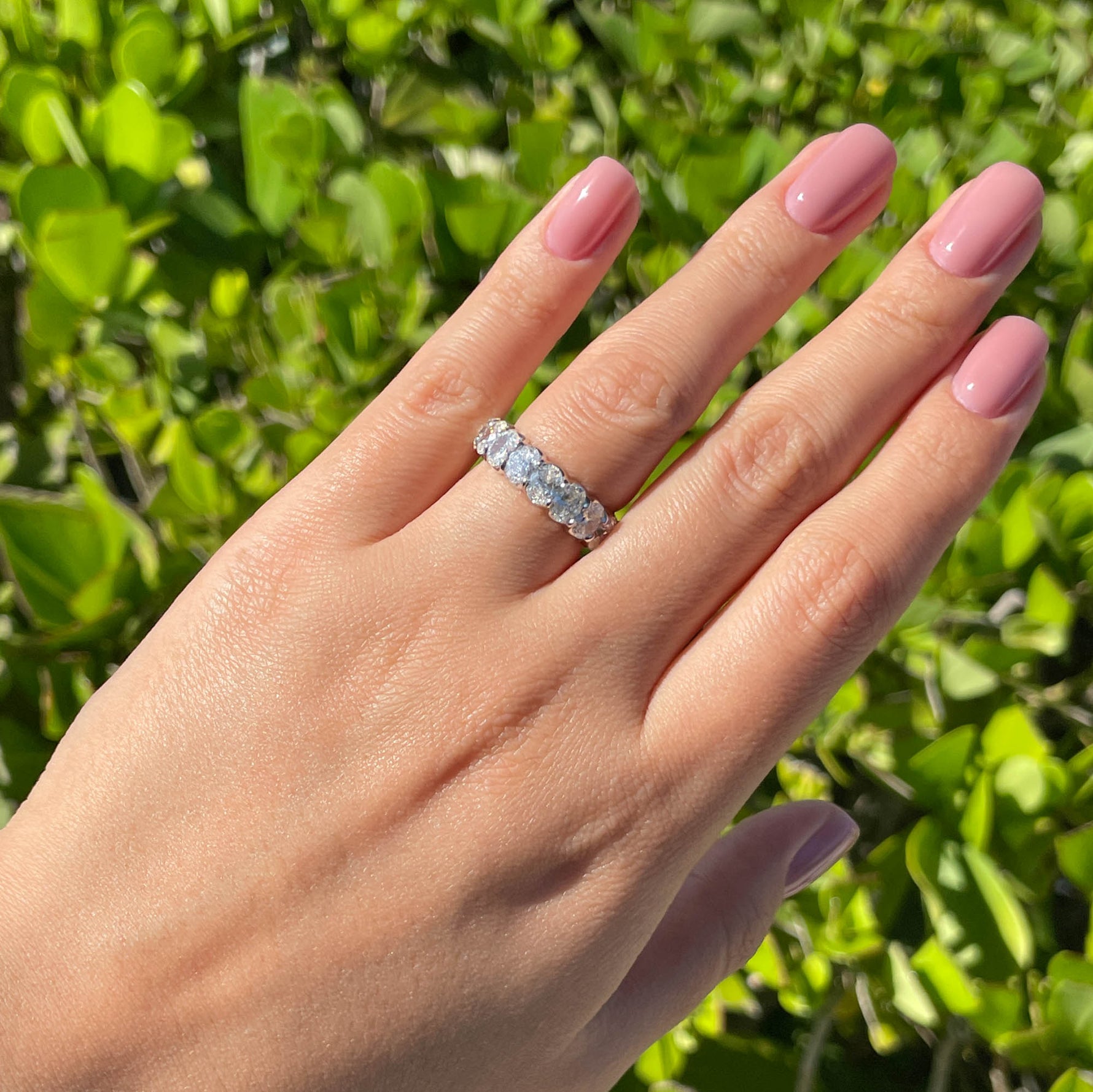 JAY FEDER PLATINUM OVAL DIAMOND ETERNITY BAND RING