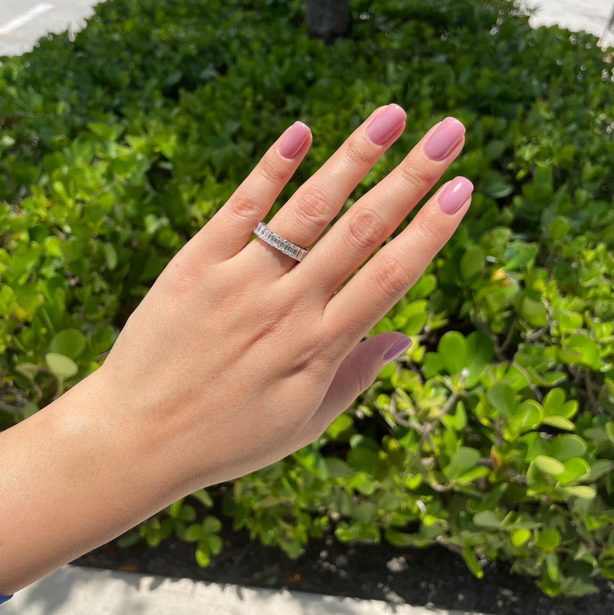 JAY FEDER PLATINUM EMERALD CUT DIAMOND ETERNITY BAND RING