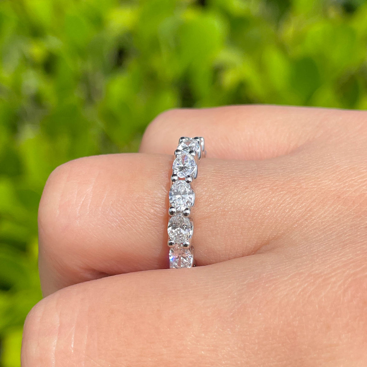 Jay Feder Platinum Oval Diamond East-West Eternity Band Ring