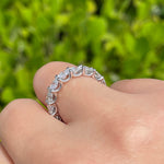 Jay Feder Platinum Oval Diamond East-West Eternity Band Ring