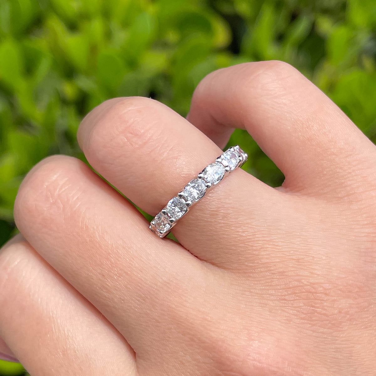 Jay Feder Platinum Oval Diamond East-West Eternity Band Ring