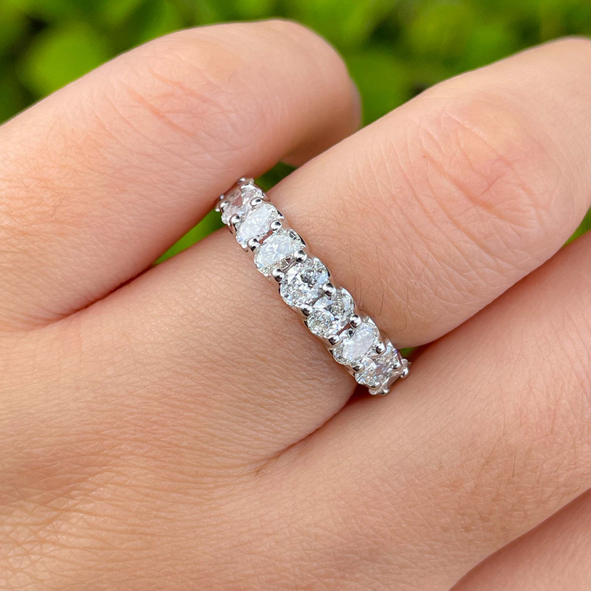 Jay Feder Platinum Oval Diamond Eternity Wedding Band