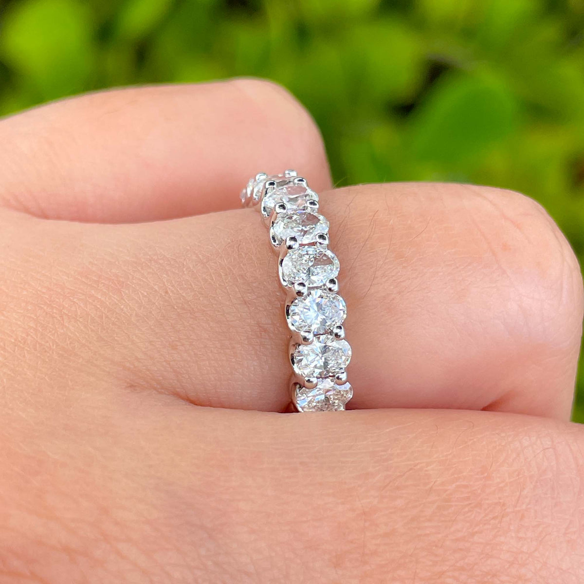 Jay Feder Platinum Oval Diamond Eternity Wedding Band