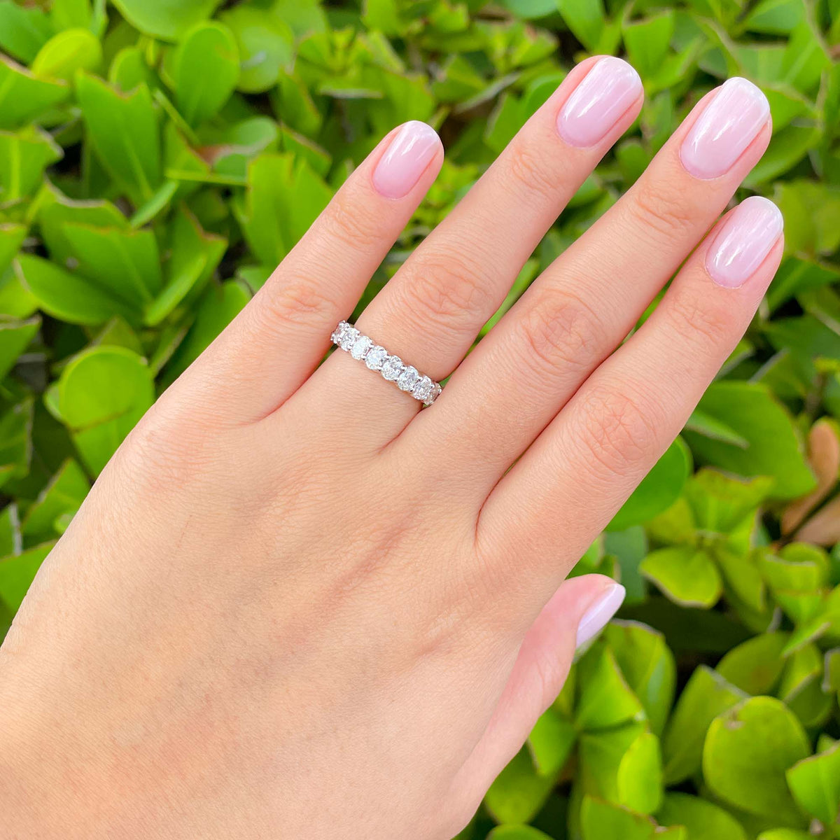 Jay Feder Platinum Oval Diamond Eternity Wedding Band