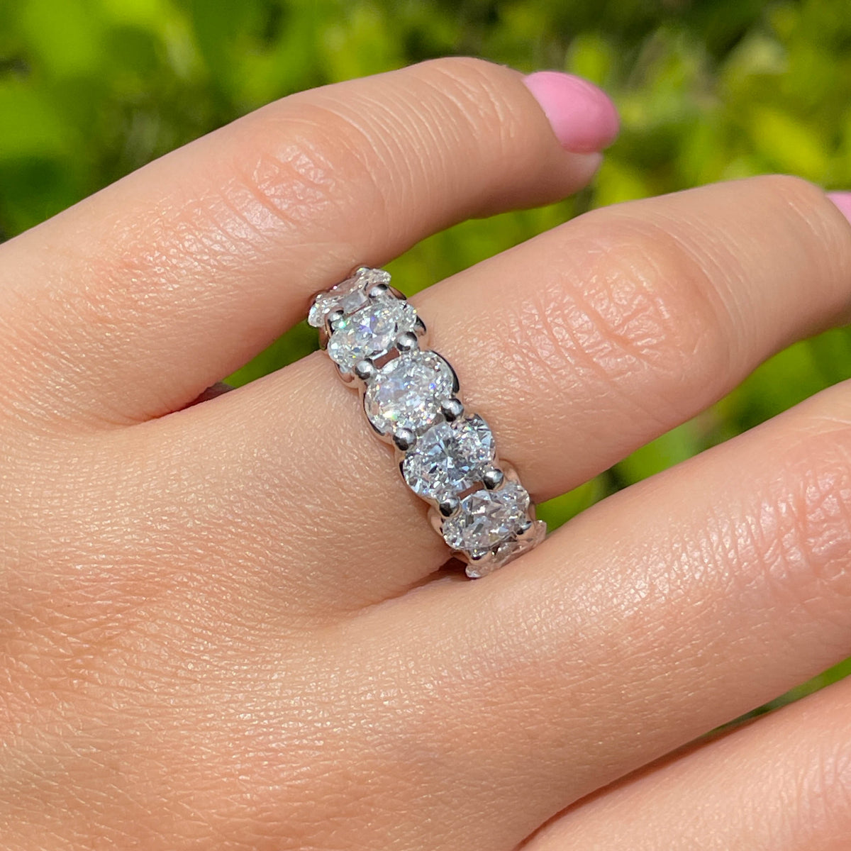 Jay Feder Platinum Oval Diamond Eternity Band Ring