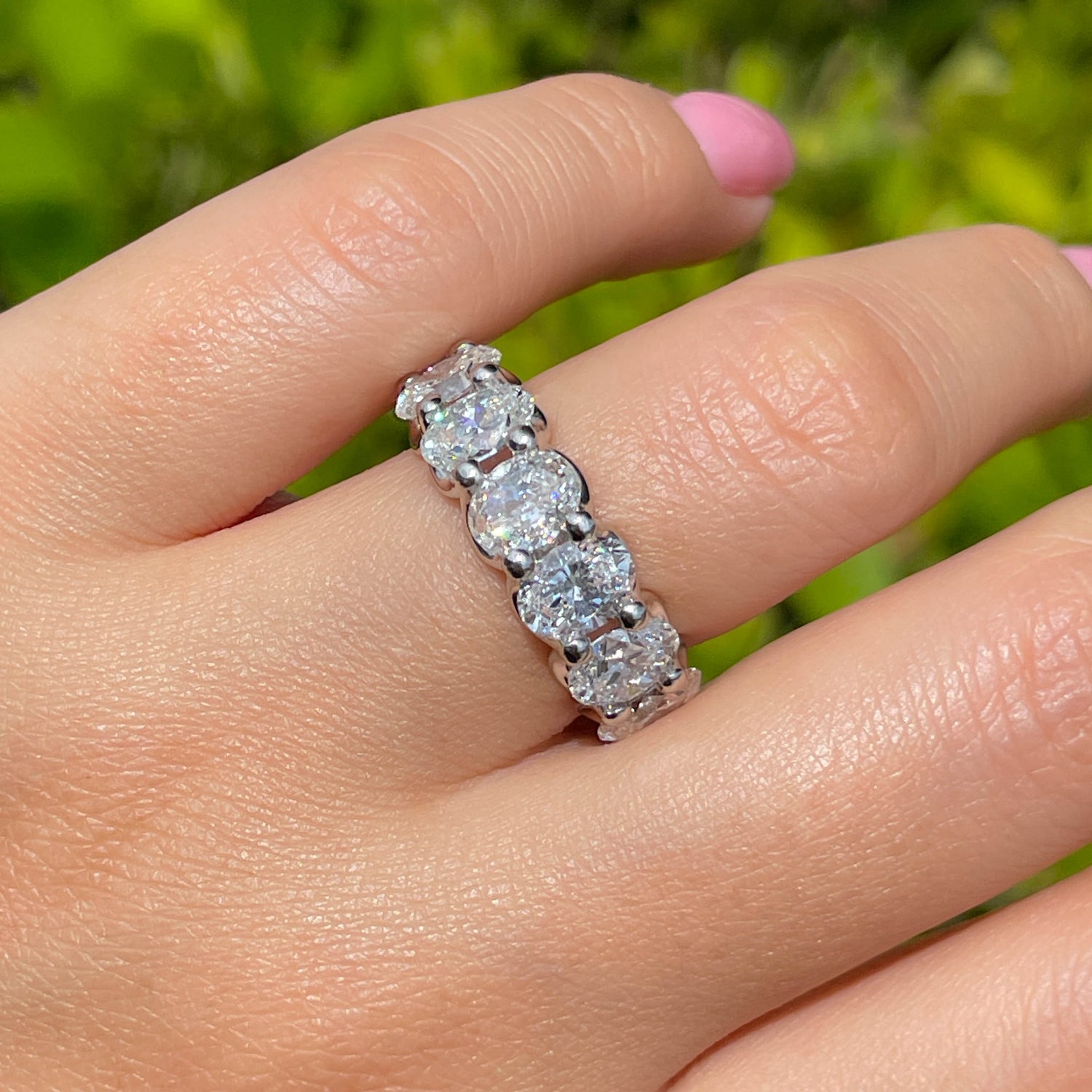 Jay Feder Platinum Oval Diamond Eternity Band Ring