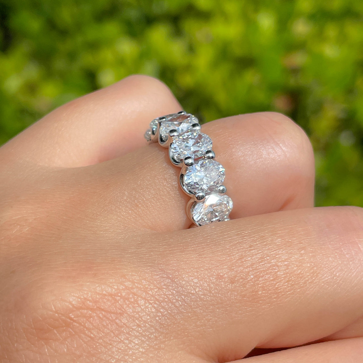 Jay Feder Platinum Oval Diamond Eternity Band Ring