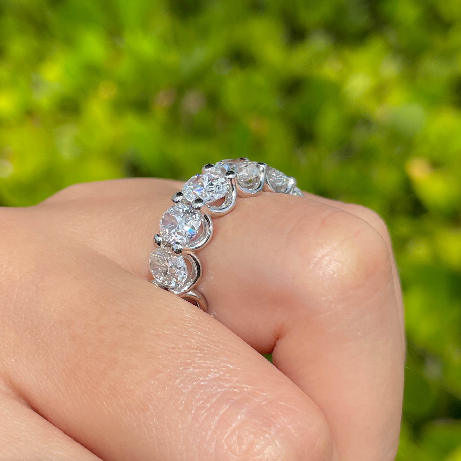 Jay Feder Platinum Oval Diamond Eternity Band Ring