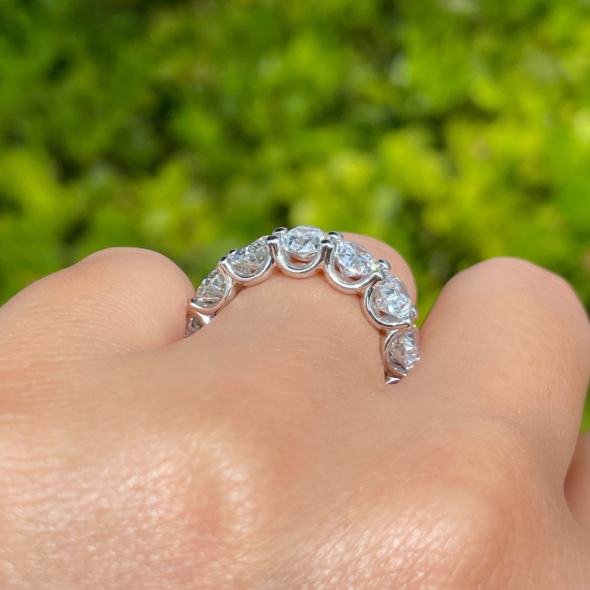 Jay Feder Platinum Oval Diamond Eternity Band Ring