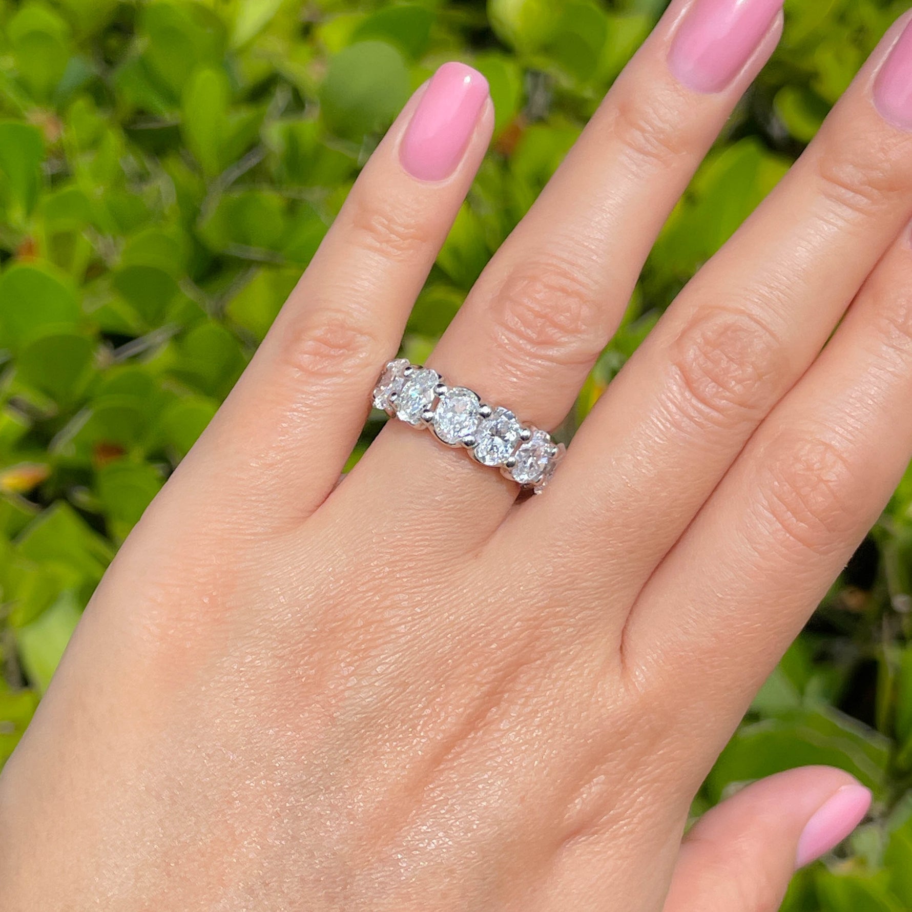 Jay Feder Platinum Oval Diamond Eternity Band Ring