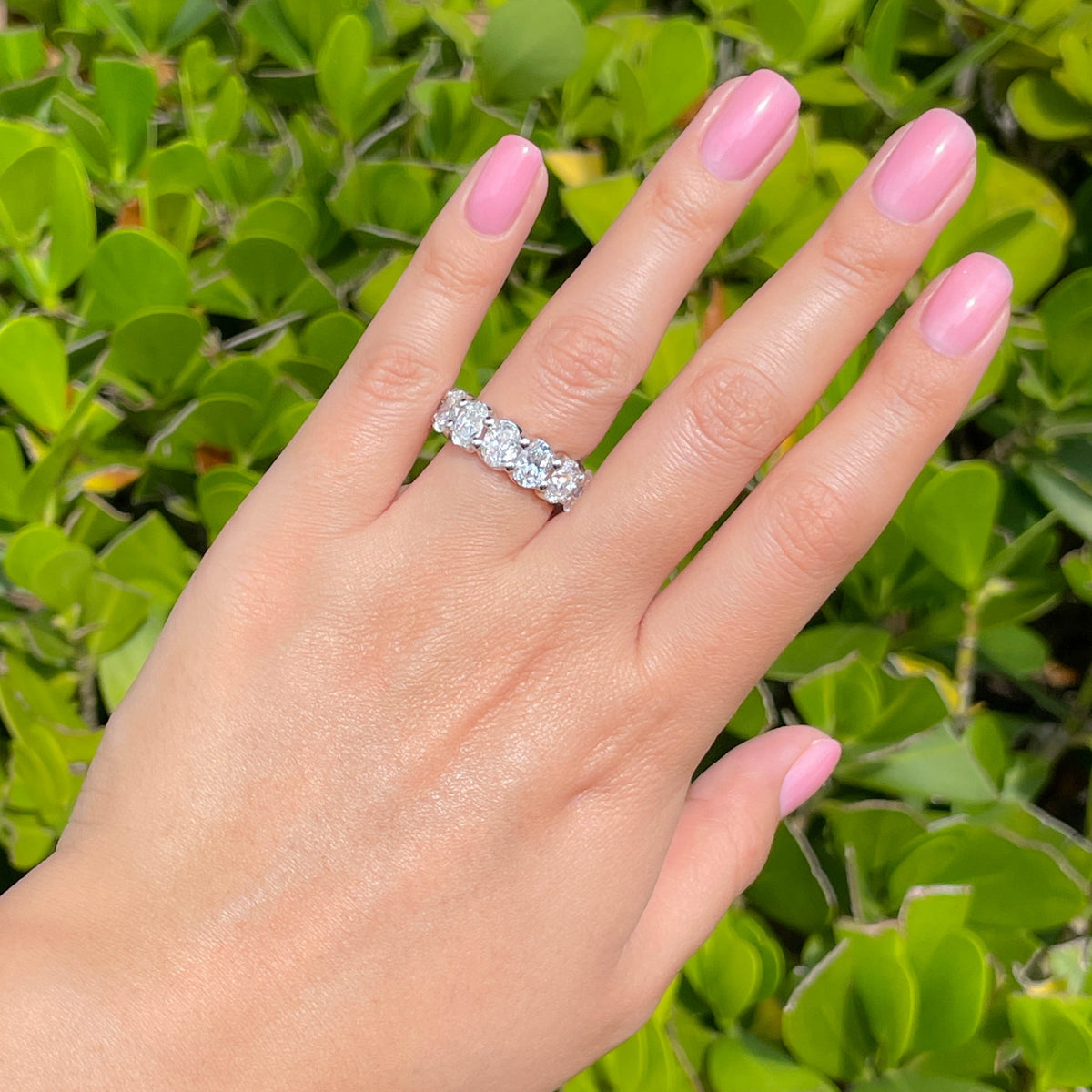 Jay Feder Platinum Oval Diamond Eternity Band Ring