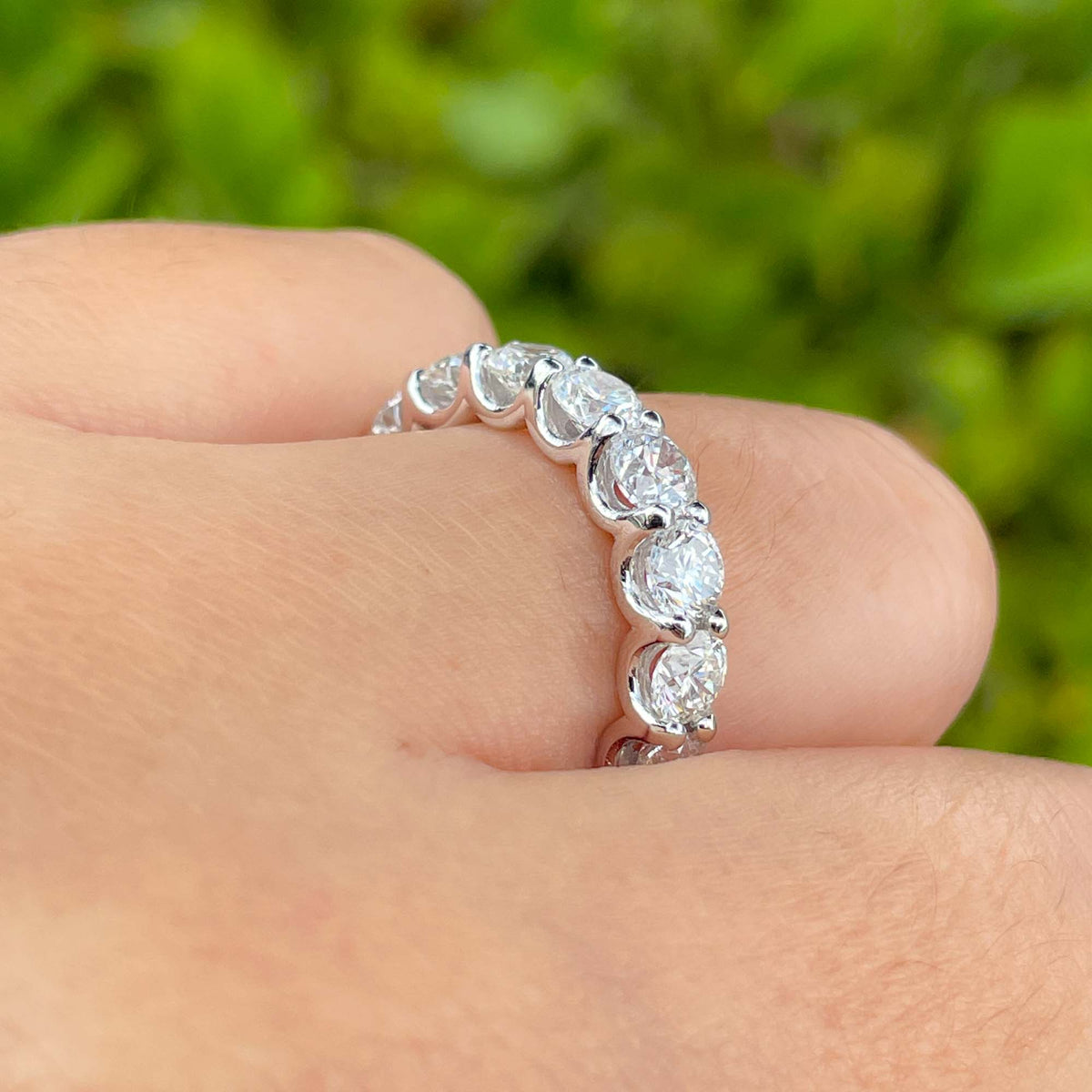 Jay Feder 14k White Gold Round Diamond Eternity Wedding Band