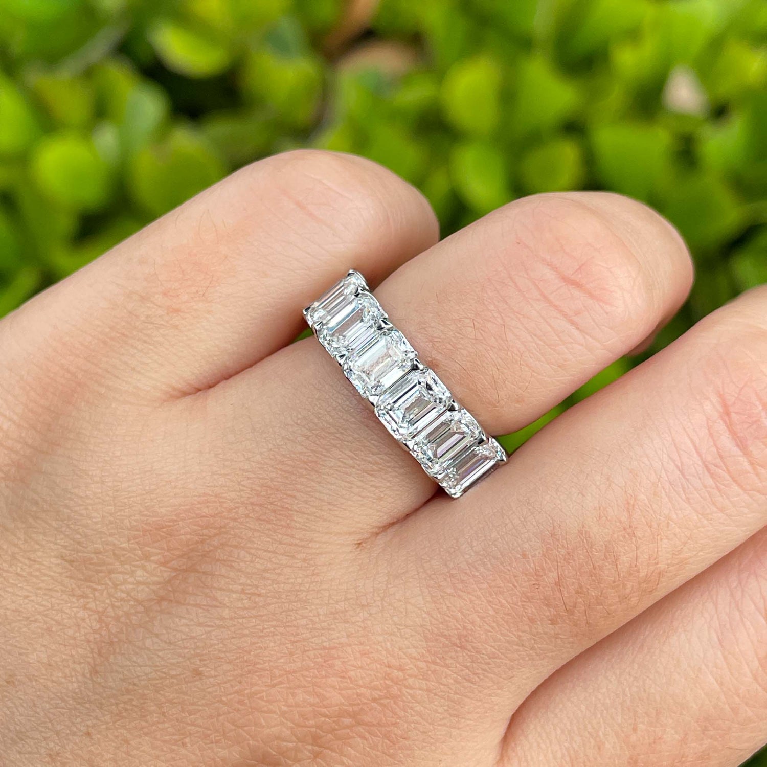 Jay Feder Platinum Emerald Diamond Eternity Band Ring