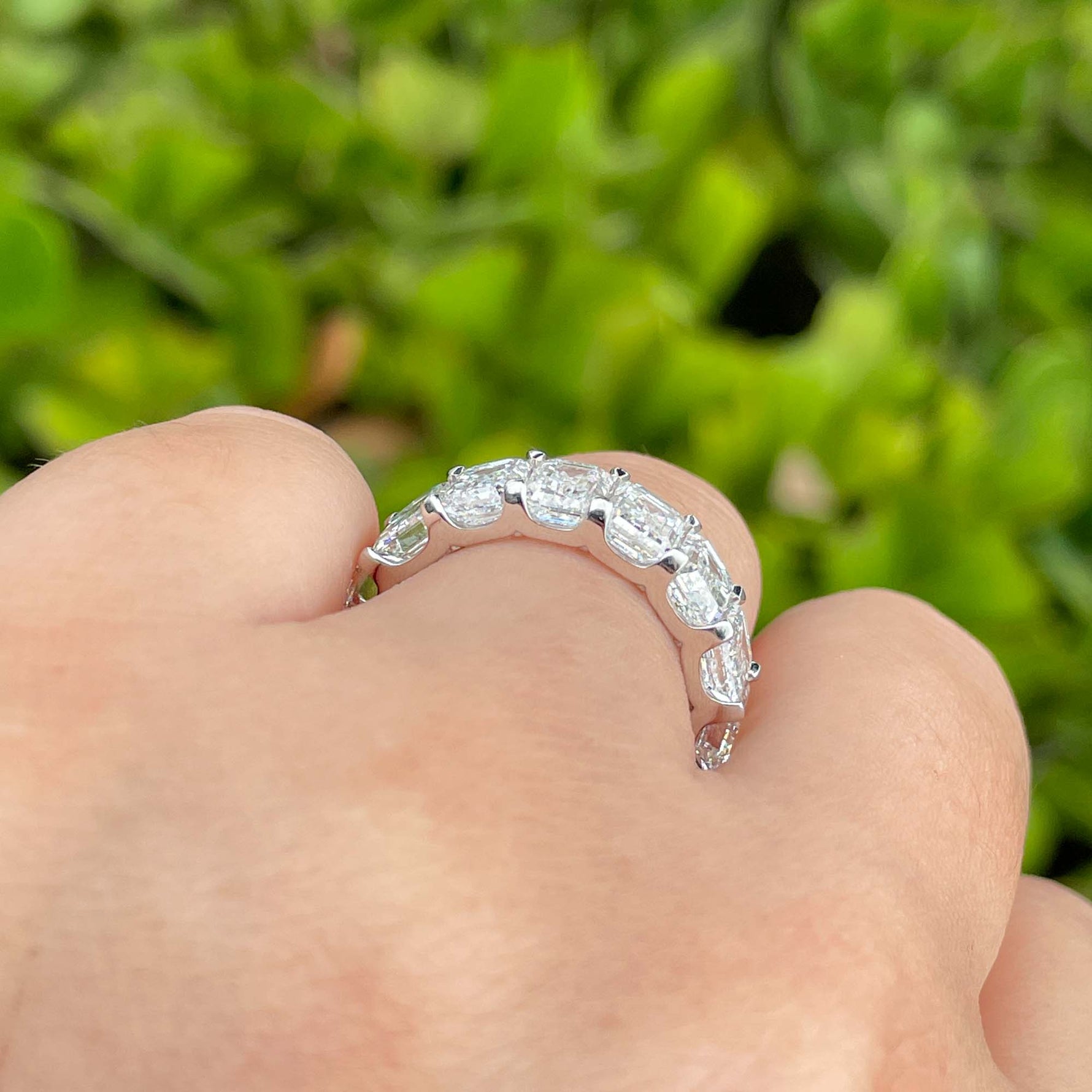 Jay Feder Platinum Emerald Diamond Eternity Band Ring