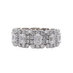 JAY FEDER 18K WHITE GOLD DIAMOND EMERALD HALO ETERNITY BAND RING