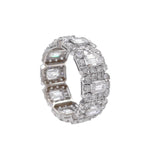 JAY FEDER 18K WHITE GOLD DIAMOND EMERALD HALO ETERNITY BAND RING