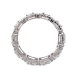 JAY FEDER 18K WHITE GOLD DIAMOND EMERALD HALO ETERNITY BAND RING