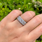 JAY FEDER 18K WHITE GOLD DIAMOND EMERALD HALO ETERNITY BAND RING